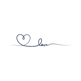 Tattwo.me Temporary Tattoos for Adults and Kids 2 Weeks Waterproof - Love and Heart in Line Art Style - Vegetable Ink - EU Cosmetic Certificate - (G0011)