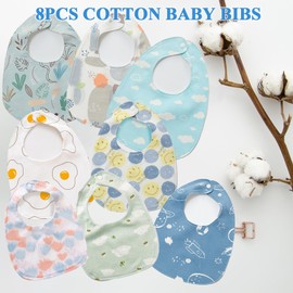 Fychuo Baby Bandana Dribble Bibs 8 Pack Waterproof Bibs Baby Essentials for Newborn Bibs 0-36 Months Baby Bib Toddler Teething Bibs Cotton Adjustable Unisex Baby Girls Boys