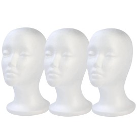 Balabala 3 Pcs Foam Wig Head, Female Styrofoam Mannequin Hairpieces Stand Holder Cosme...