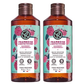 Yves Rocher DUO PACK Gel de ducha Frambuesa y Hierbabuena: 2 Geles de ducha de 400 ml C/U