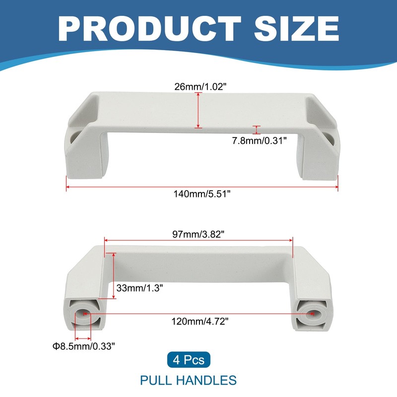 PATIKIL Plastic Pull Handles 120mm Hole Centers, 4 Pcs Square