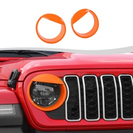 SQQP Front Light Headlight Cover, Angry Bird Style Bezels Trim Kit Compatible with 2024+ Jeep Wrangler JL JLU & Gladiator JT(Oragne)