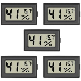 Mini Hygrometer, 5-Pack Small Thermometer Hygrometer Digital LCD Monitor Indoor Outdoor Humidity Meter Gauge for Humidifiers Dehumidifiers Humidors Greenhouse Basement Babyroom, Measure in Celsius