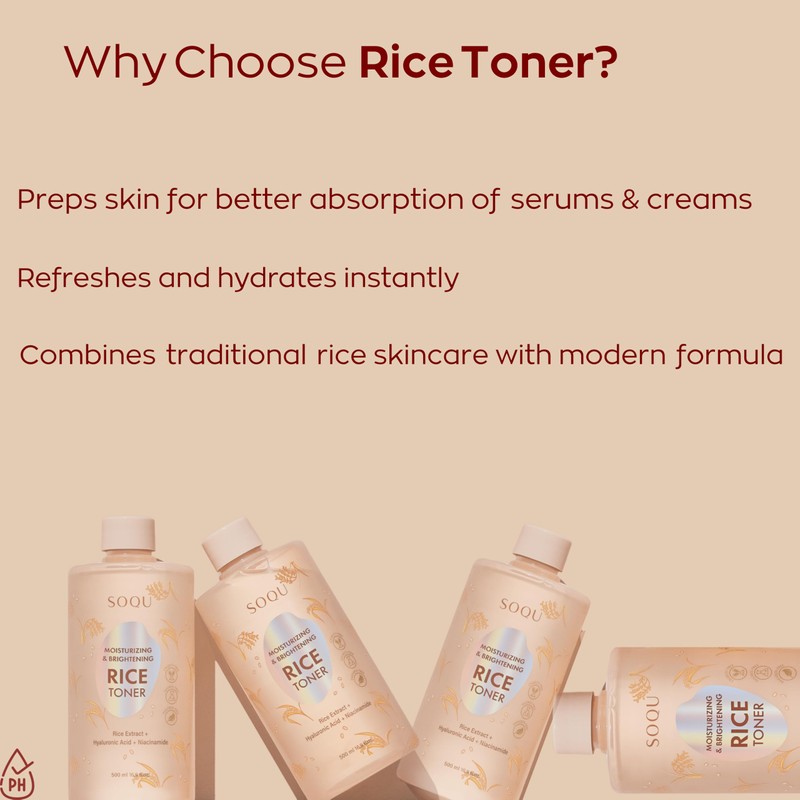 SOQU Moisturizing and Brightening Rice Toner - Enriched with Rice