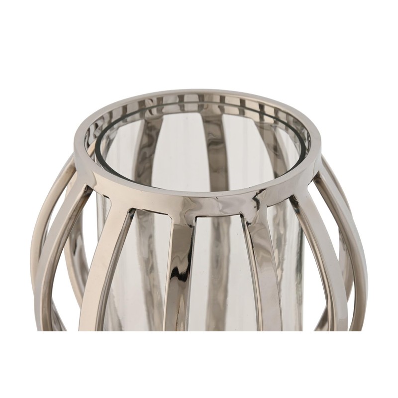 PORTAVELA ACERO CRISTAL 14X14X14 CROMADO PLATEADO