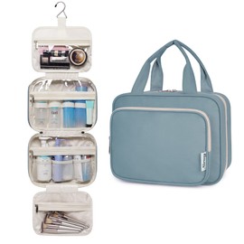 Large Hanging Toiletry Wash Bag Travel Makeup Bag Cosmetic Organizer for Women (Greyish Blue (Medium))