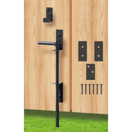 TIEJIAN Cane Bolt Heavy Duty Gate Drop Rod 18 Inch Metal Gates Stopper for Wood PVC Vinyl Metal Fences Gates, Gate Ground Latches, Black Finish(1 Pack)