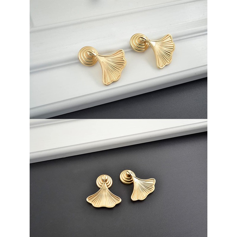 TARATI 2pcs Ginkberry Leaf Style Door Knobs Drawer Pulls Antique