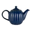 Creative Co-Op 34-Ounce Stoneware Ribbed Teapots with Reactive Glaze, Blue