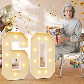 imprsv 3FT 60th Birthday Decorations Numbers: 60th Birthday Party Anniversary Decorations Large Light Up Numbers 60 for Men Women