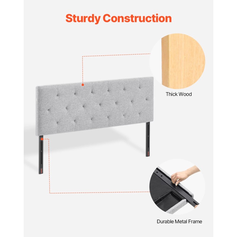 VEVOR Headboard for Full Size Bed with Adjustable Height Sponge