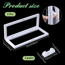 AHANDMAKER 5Pcs 3D Floating Display Case, 9.06"x3.54"x0.81" White Coin Display Case Transparent Film Storage Box, Case Frame Holder Stands for Shell Jewelry Challenge Coin, Pin, Commemorative Medal