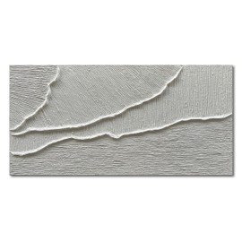 NANKAI Thick Texture White Abstract Oil Painting Thick Texture Texture Beach Wave Landscape Painting Family Wall Art Deco Oil Painting 24X48 Inches
