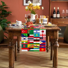 Buxiuer Asian American and Pacific Islander Heritage Month Table Runner AAPI Country Flags Decorations Dining Room Home Kitchen Table Decor (13" x 108")
