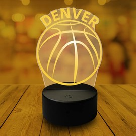 CLORURBANLIVE 3D Basketball Denver Night Light 3D Illusion Lamp for Boys Gift 16 Changing Color Remote Control Kids Room Ball Decor Lighting (Denver Multicoloured)