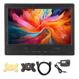 7 Inch Portable Monitor 1024x600 Supports HD Multimedia Interface VGA AV Portable Display with Support for PC 100‑240V Butterfly Bracket US Plug