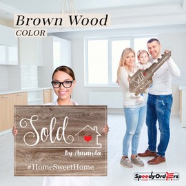Real Estate Home Sweet Home Sold Signs, Realtor Marketing Decor, Real Estate Photo Prop, Custom Real Estate Poster Signs, Real Estate Marketing Supplies, Sold Signs - Bundle Bright Wood Size M