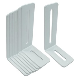 Biaungdo 8 Pcs White Adjustable L Bracket with Slot, 101x60x30mm/ 4" x2.36" x1.18" Metal Right Angle Corner Bracket, L-Shape Corner Brace Support Brackets for Fixing Furniture