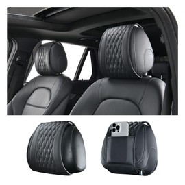 YGDMD 2PCS Headrest Covers for Cars,Comfortable Leather Lattice Pattern Car Headrest Cover Adds Headrests Protection and Car Decorations,Universal Breathable Head Rest Cover for Cars