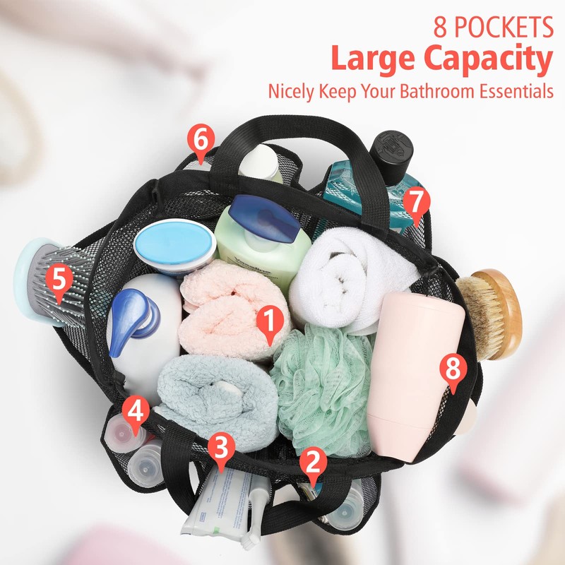 F-color Mesh Shower Caddy Portable, Upgrade Deeper 7 Pockets Basket