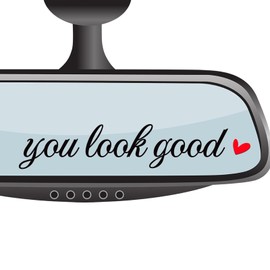 4 x You Look Good Rearview Mirror Decal,Water Bottle Stickers,Vanity Mirror Sticker,Affirmation Reminder Sticker,Car Decal for Women,Car Mirror, Laptop Bumper Tumbler Sticker,Car Window Decal
