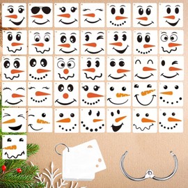 Christmas Snowman Face Stencils for Crafts Reusable Drawing, Small Ornament Stencils for Painting on Wood Balls Wall Home Decorations (3 * 36PCS)