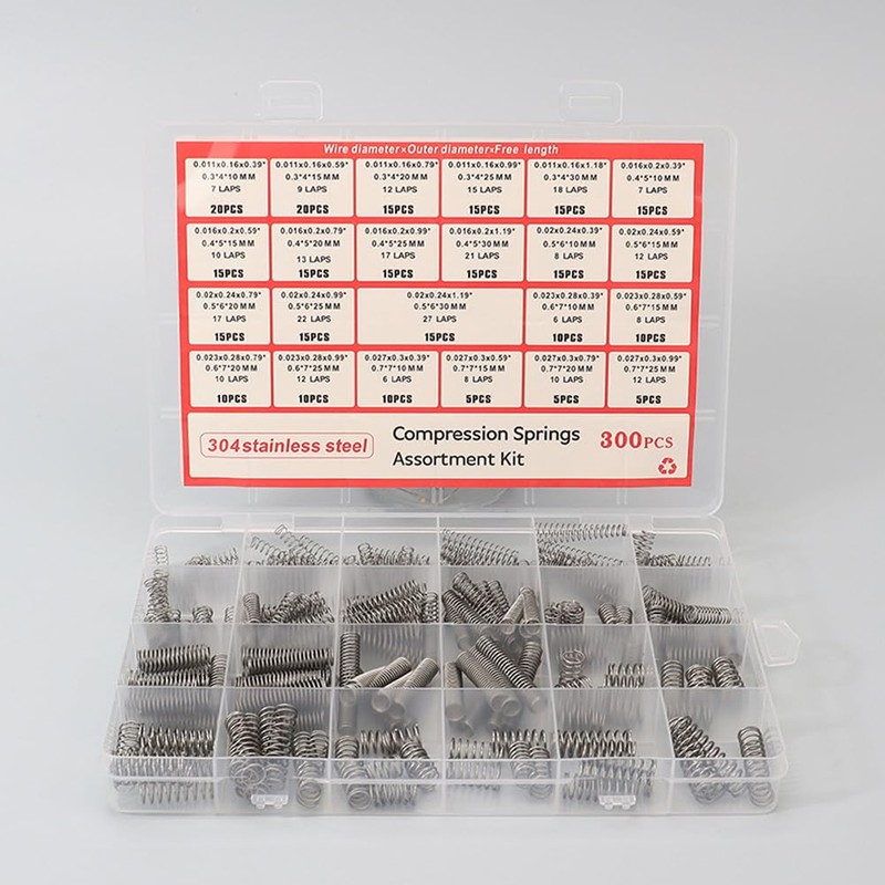 300 Pcs Compression Springs Assortment Kit, Springs Assorted Extension Spring,