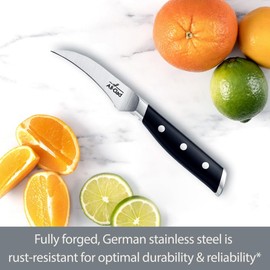All-Clad Forged German Stainless Steel Curved Paring Knife 3.5 Inch, Fully Forged, Expert Precision, Home Kitchen Knife, Cook Tool, Kitchen Tool, Cookware Utensil, Ultra Sharp Knives
