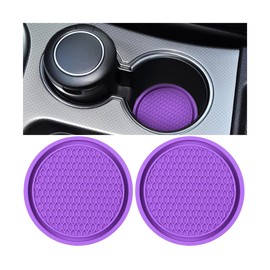 8sanlione 2 Pack Car Cup Holder Coaster, 2.75 Inch Diameter Non-Slip Universal Insert Coaster, Durable, Suitable for Most Car Interior, Car Accessory for Women and Men(Dark Purple)