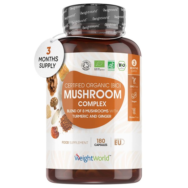 Organic Mushroom Complex 8-1000mg – 180 Vegan Mushroom Capsules -