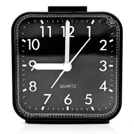 Lamisola Small Battery Operated Analog Alarm Clock, AnalogTravel Clock,Quieter Bedside Clocks for Bedrooms Bathroom Shelf Desk