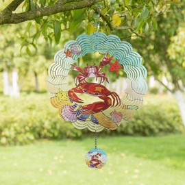 YNGFIL Crab 3D Wind Spinner Kinetic Metal Art Hanging Wind Spinner Outdoor Decoration Ocean Ornaments Decor for Yard and Garden
