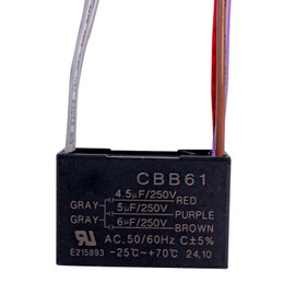 Podoy Ceiling Fan Capacitor 5 Wire for Compatible with BM CBB61 250VAC 4.5uf+5uf+6uf 50/60Hz (2 Pack)