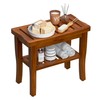 Teak Shower Bench Stool with Storage Shelf, Waterproof Shower Chair