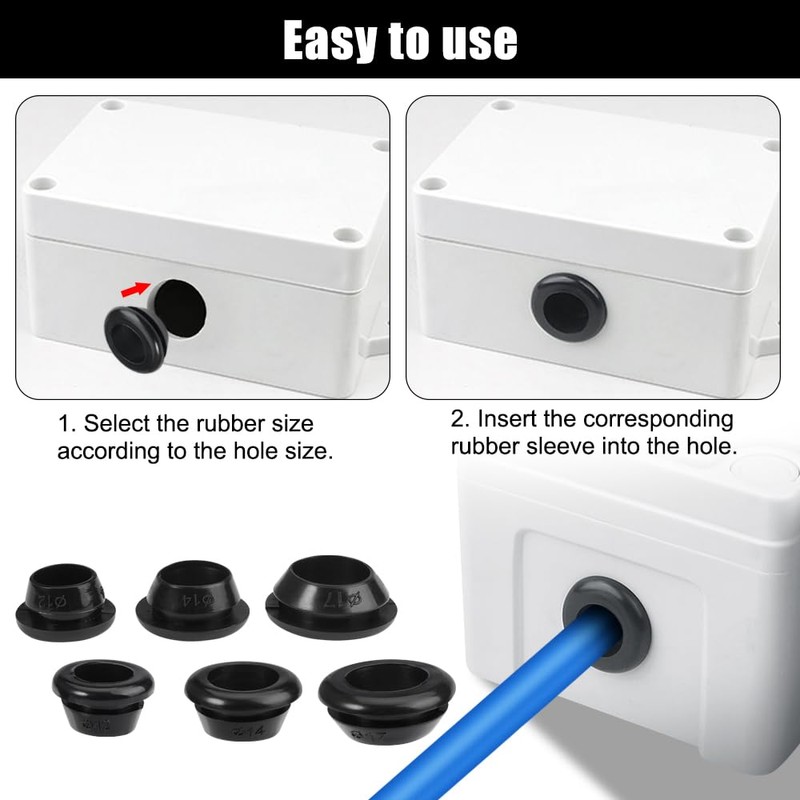 Pack of 60 Rubber Grommets Cable Grommet ID 10 mm