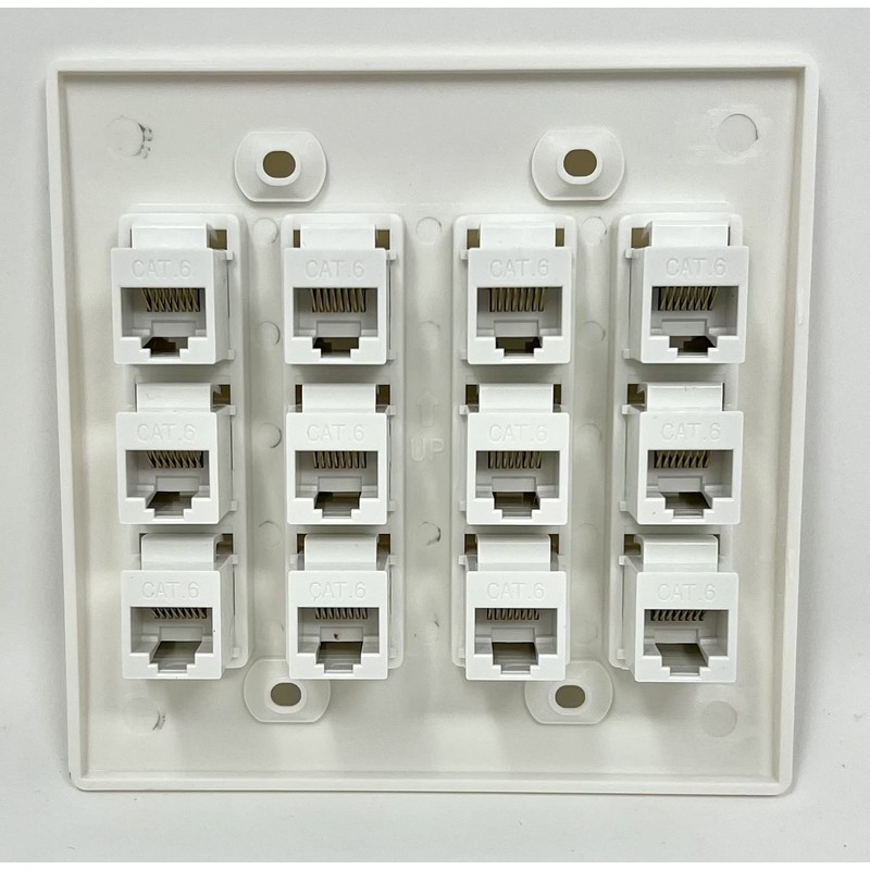 RiteAV 12 Port Flat Dual 2 Gang Ethernet Cat6 RJ45