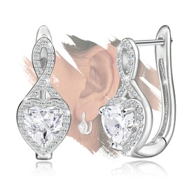 Infinity Hoop Earrings for Women Classic Sterling Silver Infinite Love Heart Hoop Earrings Hypoallergenic Sparkly Cubic Zirconia Twisted Loop Jewelry for Sensitive Ears Gifts