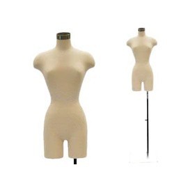 Adult Female Off White Dress Form Mannequin Torso with Adjustable Square Metal Base #F6WLG-BS-05BK