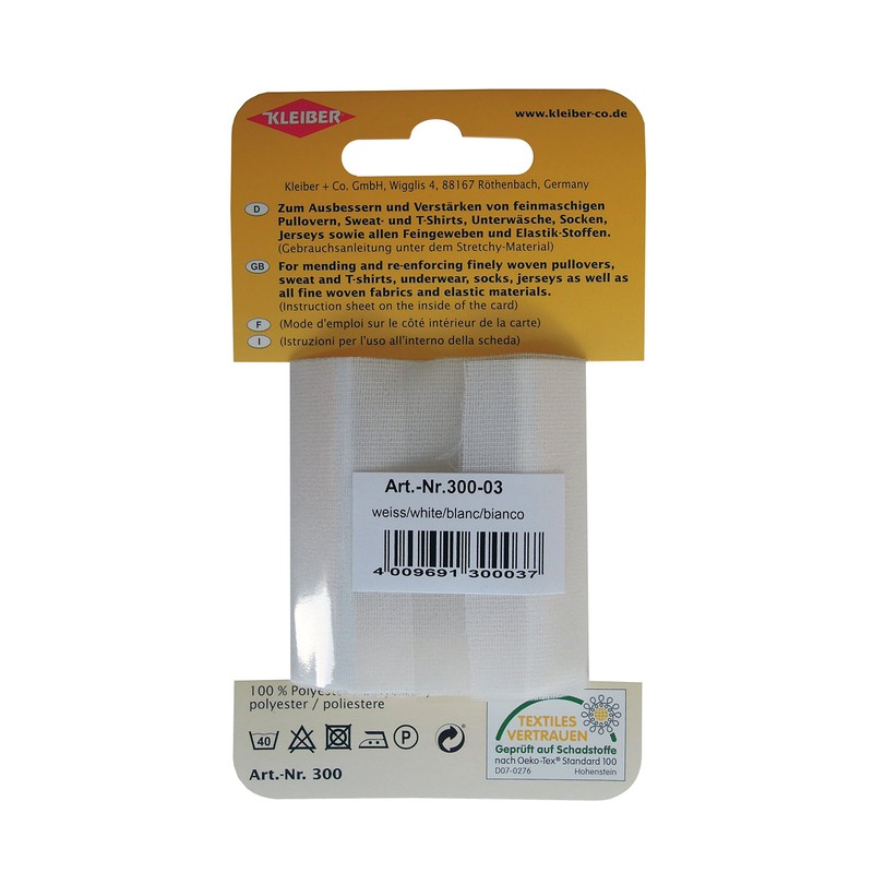 Kleiber Iron On Elasticated Clothing Repair Tape, 40cm x 6cm,