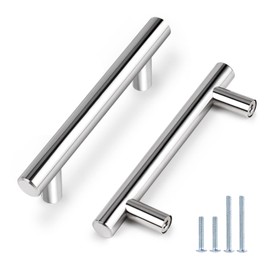 Probrico 30 Pack Polished Chrome Cabinet Handles 3-1/2 Inch Hole Centers, Kitchen Drawer Dresser Pulls T Bar Style, 90mm Cabinet Pulls for Kitchen Cupboard Bathroom Handles