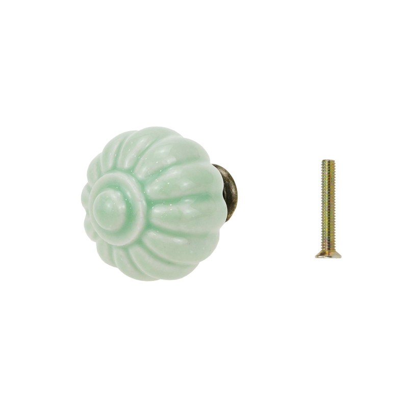 Geesatis 10 Pcs Light Green Ceramic Cabinet Knobs, Vintage Pumpkin