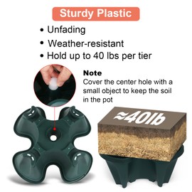 Vertical Planter 3 Tier Stackable Planters Garden Planters Strawberry Herb Flower and Vegetable Planter Indoor Outdoor Gardening Pots with Removable Wheels and Tools