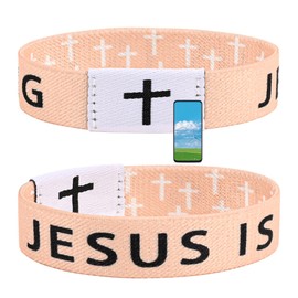 Daily Bible Verse Bracelet, Christian Jesus Bracelet for Women Men, Jesus Gift Wristband, Jesus is King Bracelet Tawny
