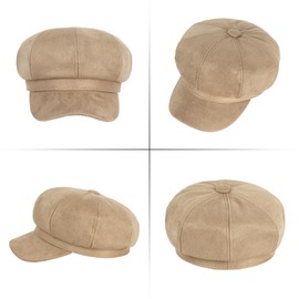 Meyaus Women Faux Suede Newsboy Cap Visor Cabbie Paperboy Painter Hat