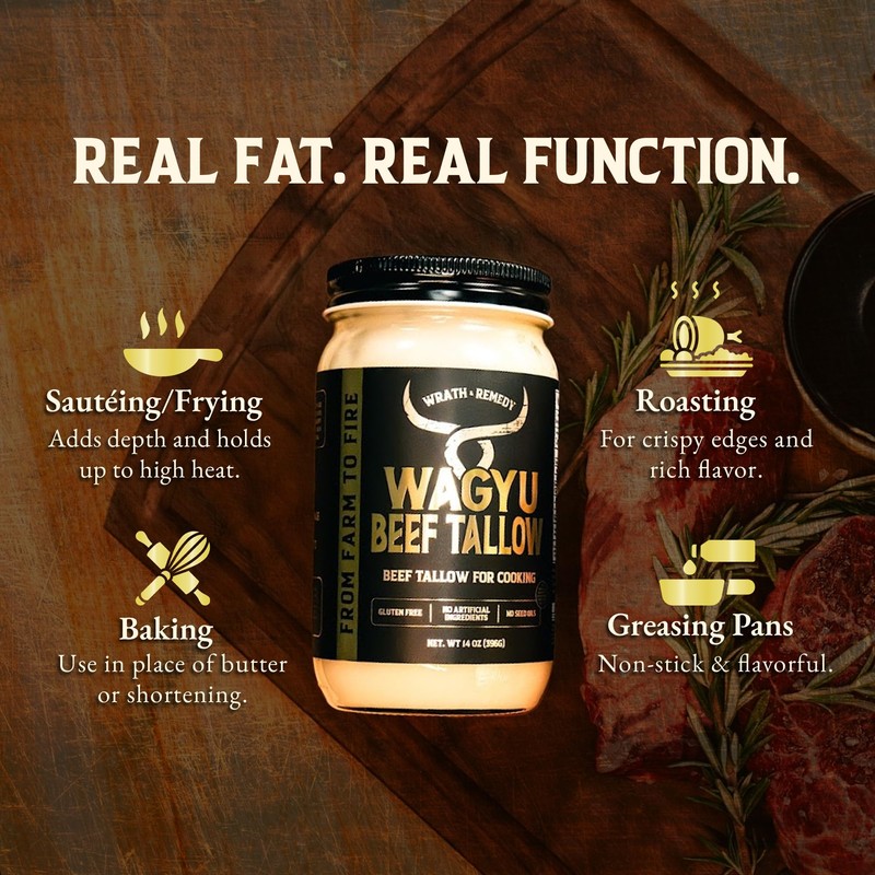 Wagyu Beef Tallow for Cooking (14 oz - Pack of