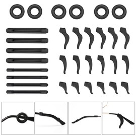 iGeyzoe 16 Pairs Eyeglasses Ear Grip Ear Hooks, Anti-Slip Holder Eyeglasses Stoppers Temple Tips Sleeve Retainer Eyewear Retainers Spectacle Stay For Eyeglasses, Sunglasses, Reading Glasses (Black)