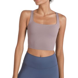 romansong Strappy Yoga Sports Bra for Women, Padded, Crisscross Back Tank Tops, purple