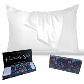 Millie & Boo Silk Pillowcase - 22 Momme Organic Silk Pillowcases for Hair and Skin, White 50x75cm with Zipper Closure & Gift Box - Luxury Pillow Case for Women, 6A Grade