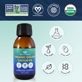 QUEEN OF THE THRONES Organic Golden Castor Oil - 100mL (3.38oz) | 100% Pure & Expeller-Pressed for Hair, Skin & Nails | Hexane Free | USDA Certified
