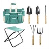 7 Piece Garden Tool Set Including Folding Stool with Tool